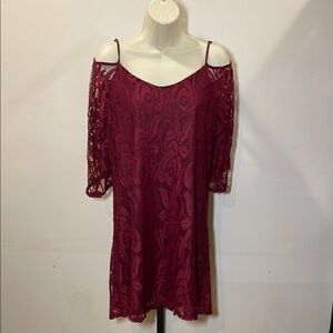 Miami Deep Red/burgundy Lace Dress